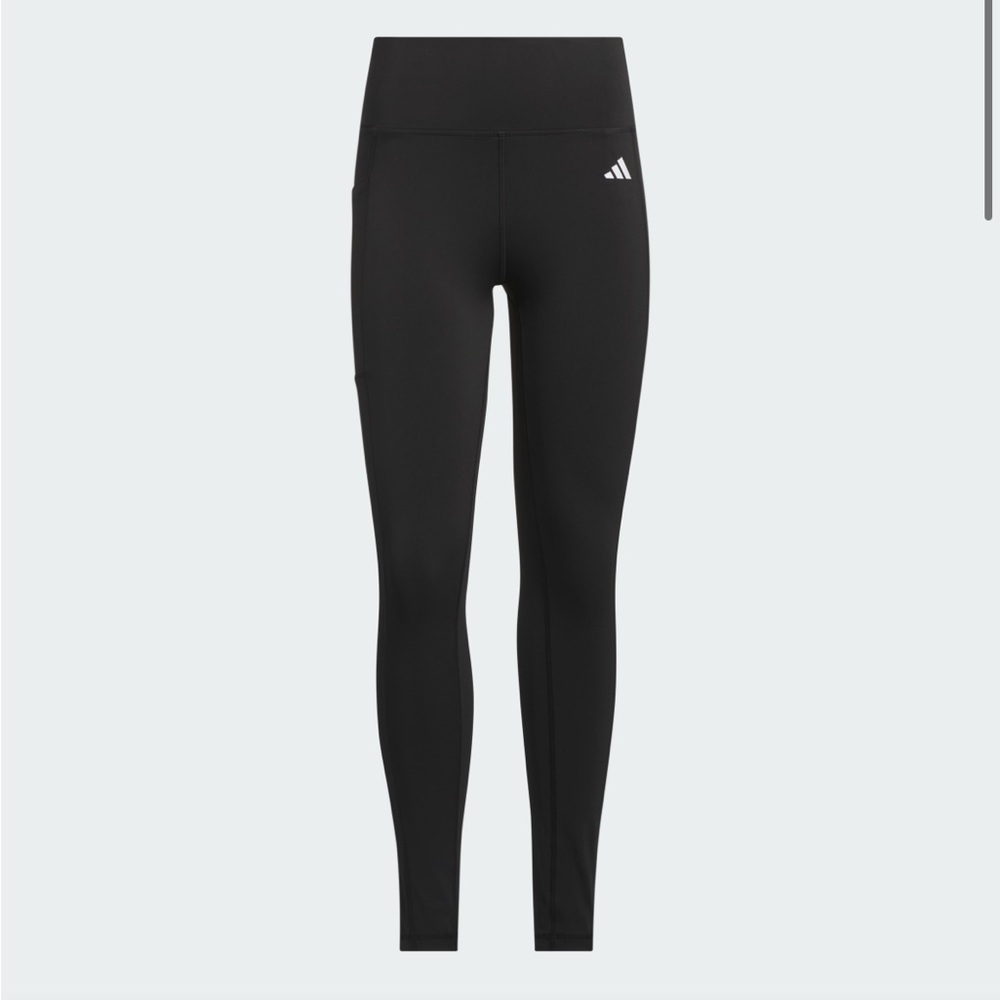 adidas Black High-Rise Athletic Leggings with White Logo
